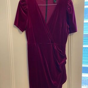 Elegant Velvet Wrap Dress in Rich Purple